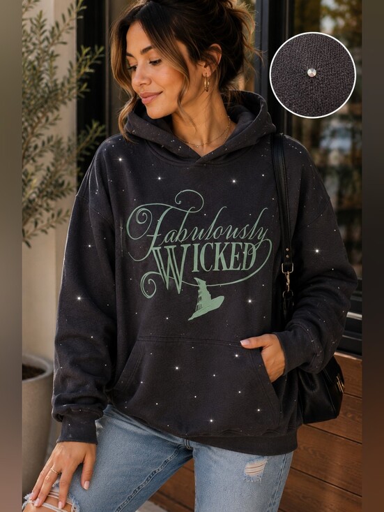 Wicked Tops - Fabulously Wicked Rhinestone Hoodie XXS 23 p2p Runs Big To Fit Up To Medium